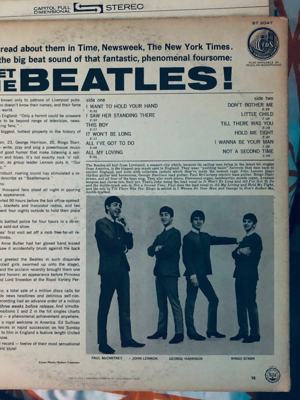 Meet the Beatles LP Vinyl Record ST 2047